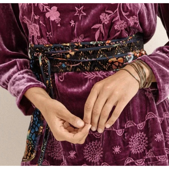 NWT Johnny Was Catherine Belt Soundbath Navah Velvet Burnout Embroidered Boho - Picture 1 of 13